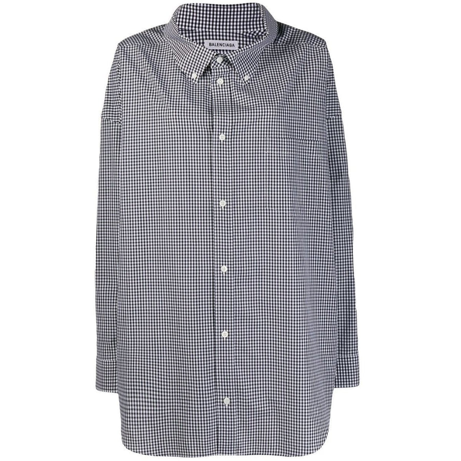 Balenciaga-Cocoon Swing Gingham Shirt - Runway Catalog