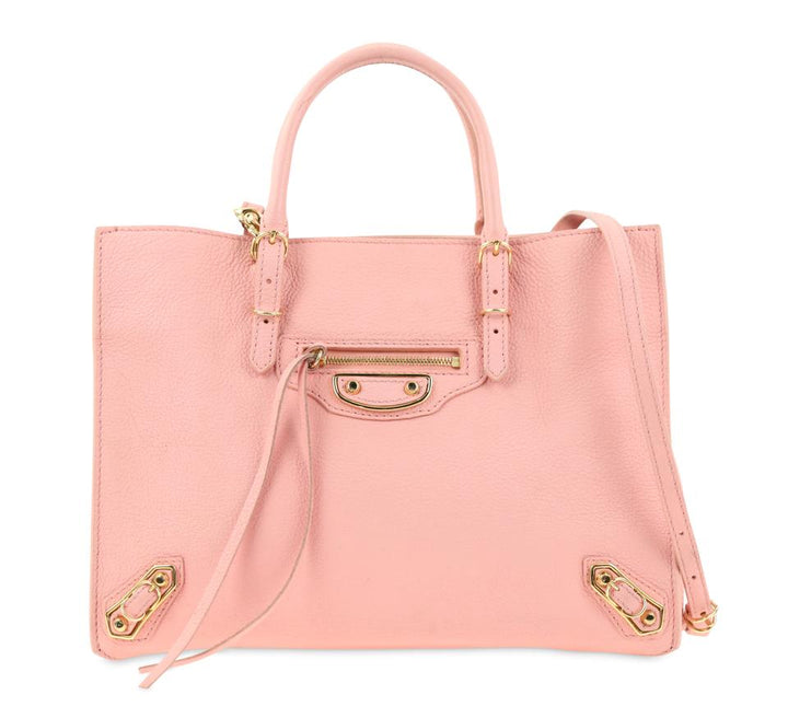 Balenciaga Crossbody Mini Papier A6 Metallic Edge Tote Handbag Pink Leather Shoulder Bag