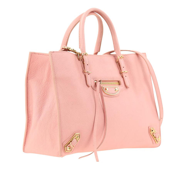 Balenciaga Crossbody Mini Papier A6 Metallic Edge Tote Handbag Pink Leather Shoulder Bag