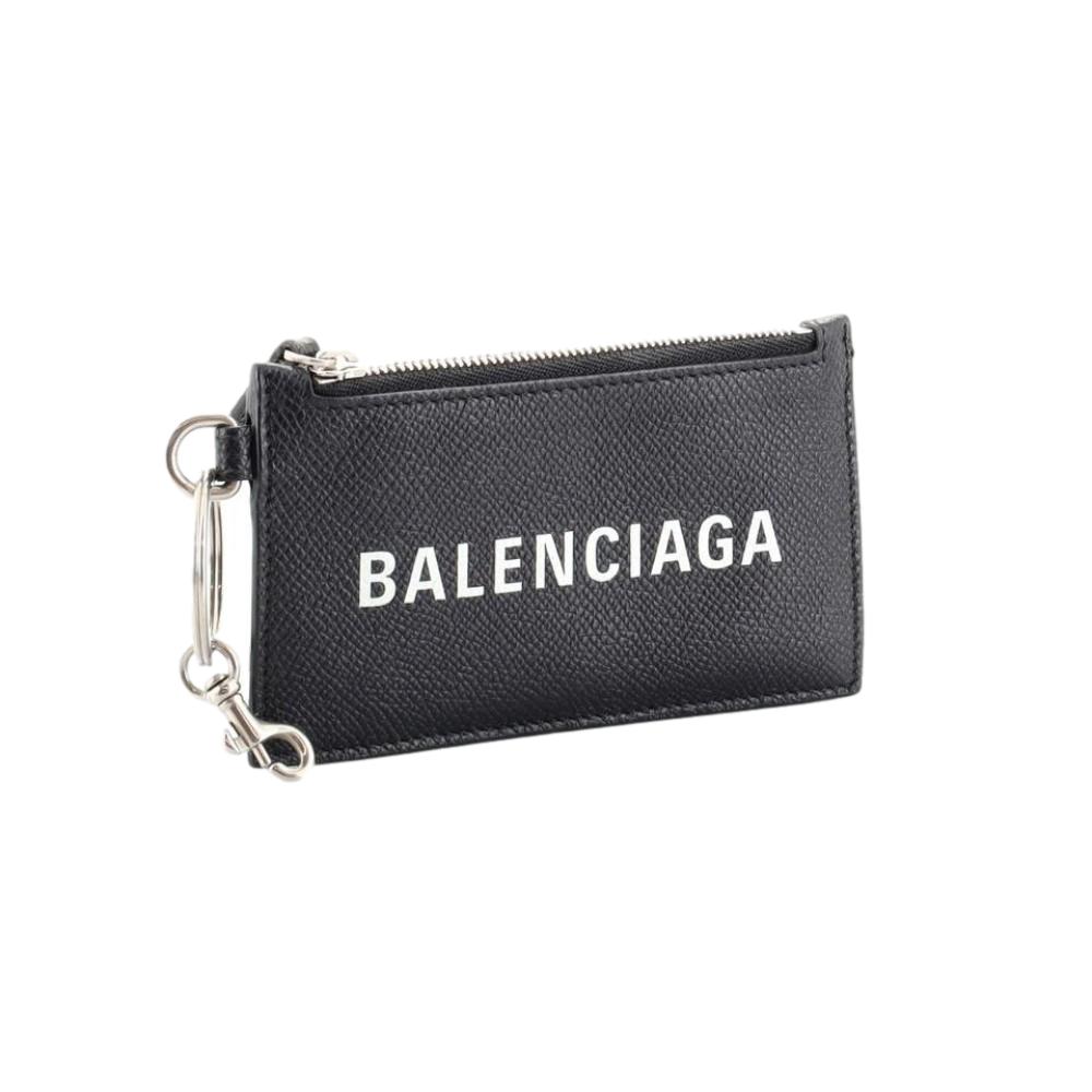 Balenciaga Cash Black Leather Lanyard Card Holder Wallet 594548