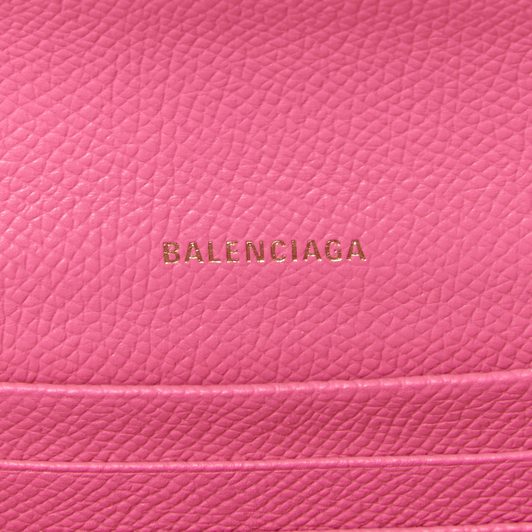 Balenciaga Ville Pink Leather Logo Chain Wallet Bag 579309