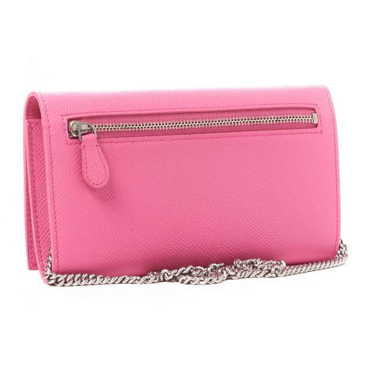 Balenciaga Ville Pink Leather Logo Chain Wallet Bag 579309
