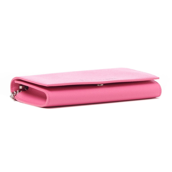 Balenciaga Ville Pink Leather Logo Chain Wallet Bag 579309