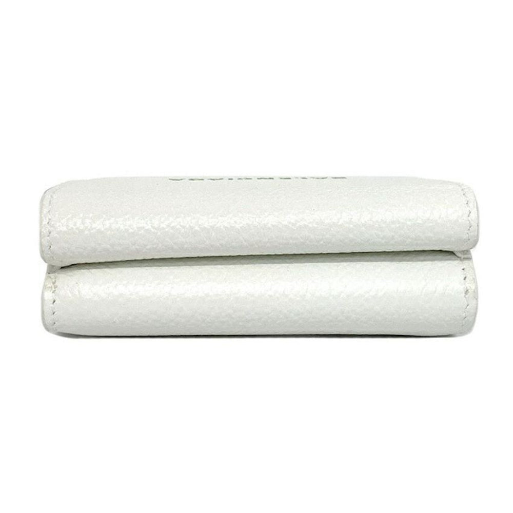 Balenciaga Everyday White Leather Logo Mini Trifold Wallet 593813