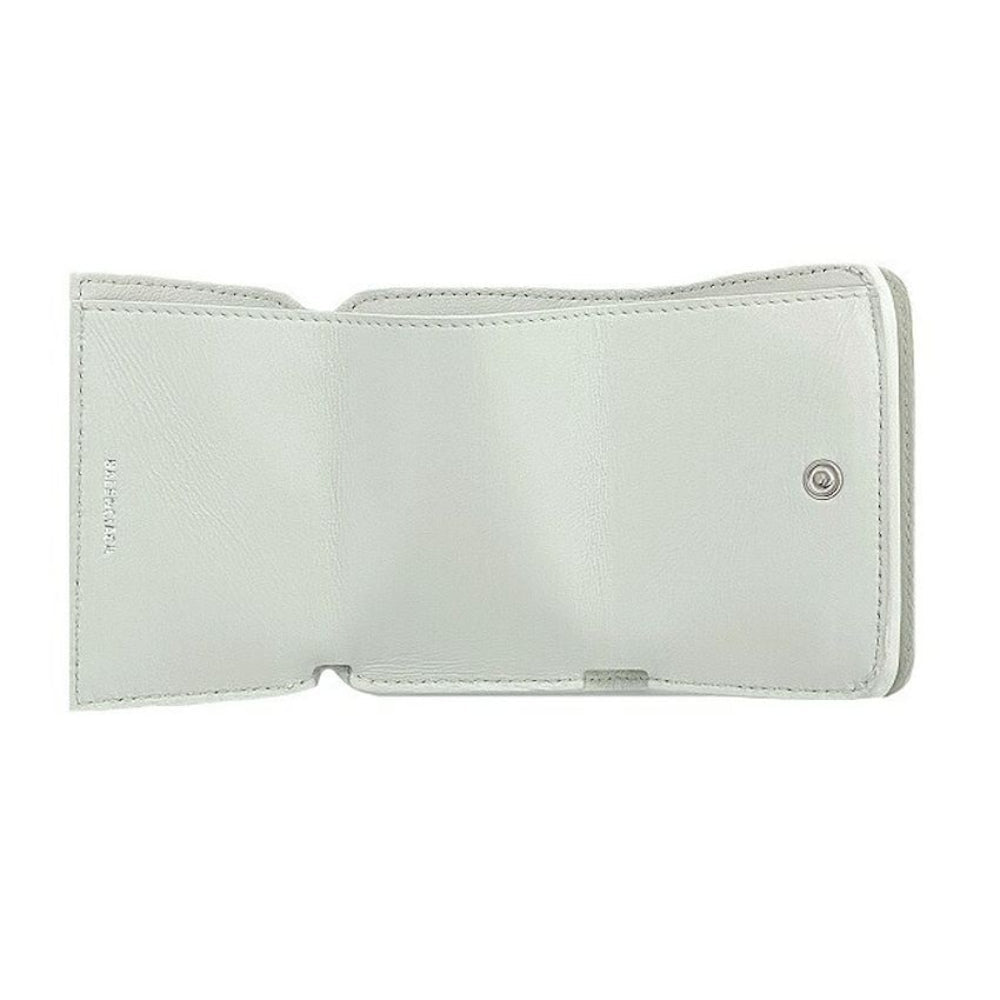 Balenciaga Everyday White Leather Logo Mini Trifold Wallet 593813