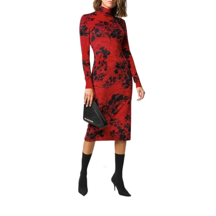 Floral-Print Turtleneck Dress