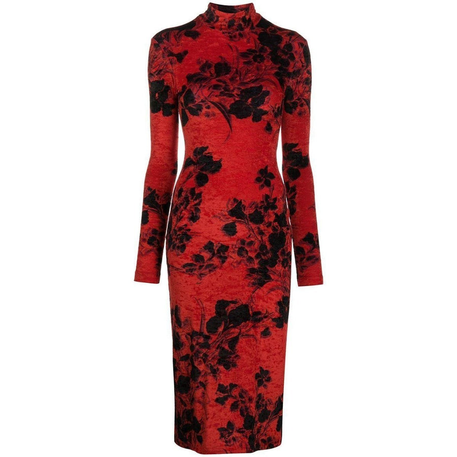 Balenciaga-Floral-Print Turtleneck Dress - Runway Catalog