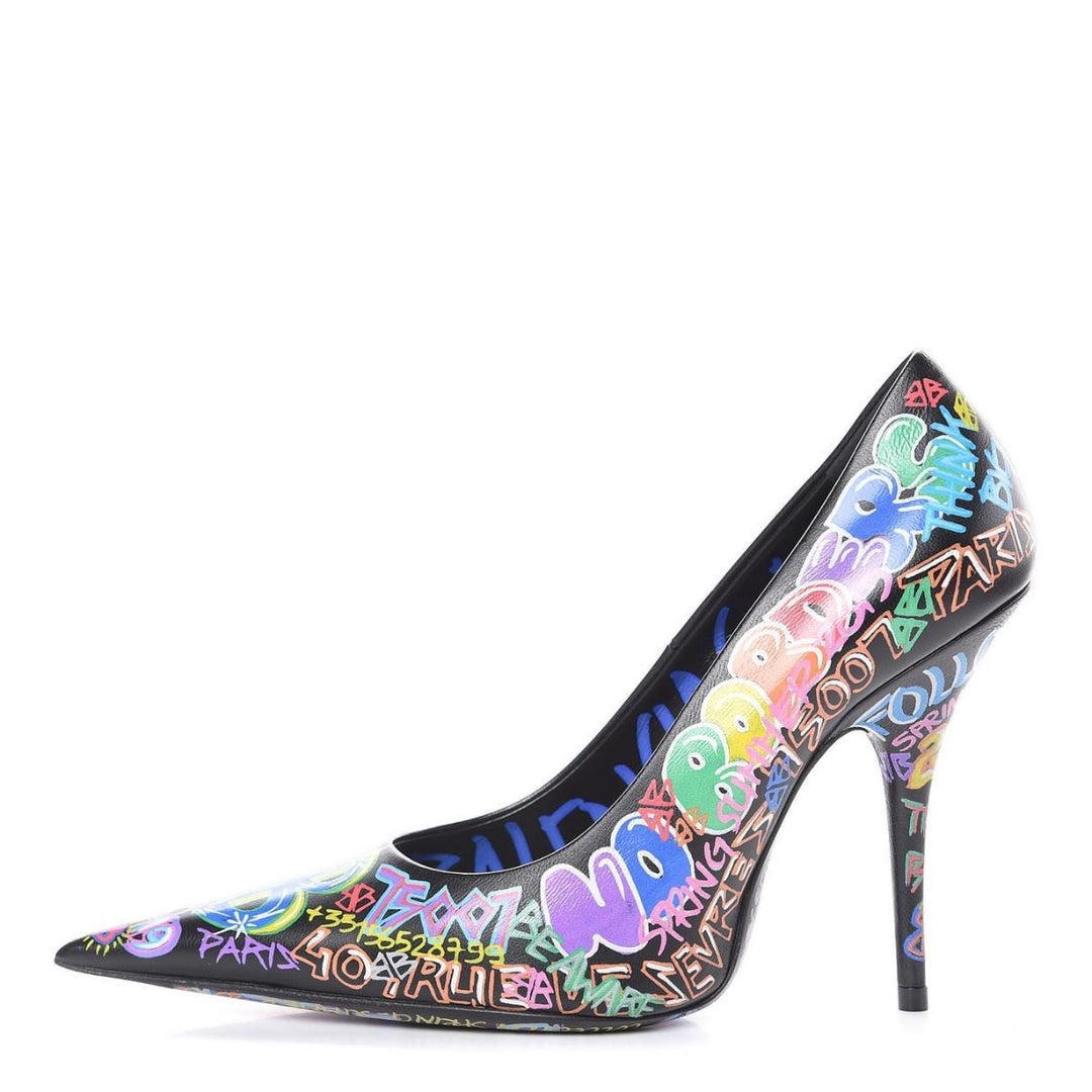 Graffiti-printed Leather Pumps