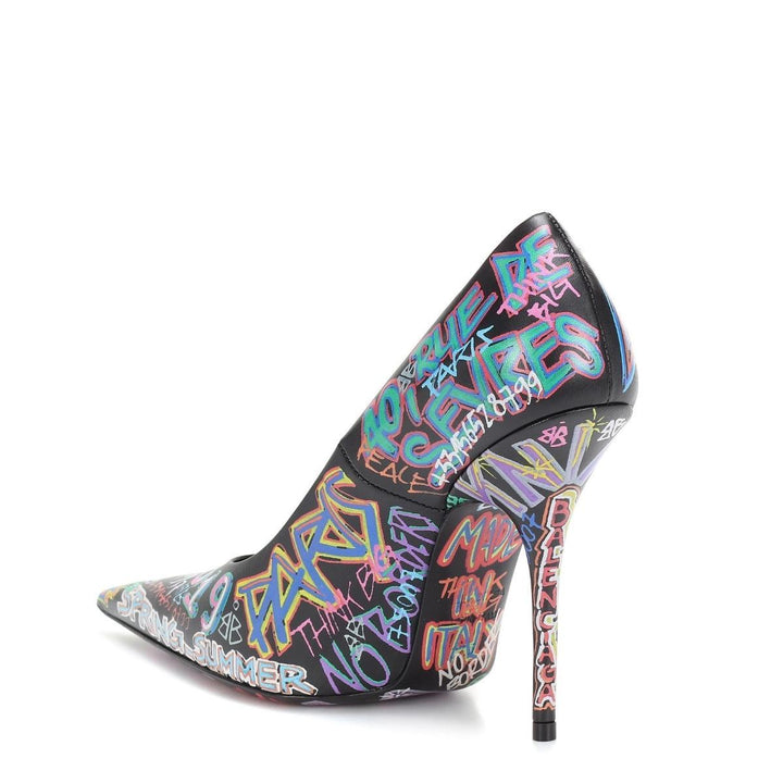 Graffiti-printed Leather Pumps