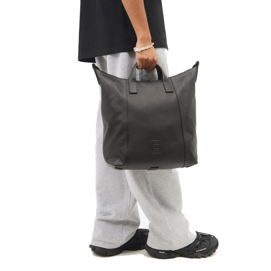 Balenciaga Hourglass Zip Tote Medium Black Grained Calf Leather 620318