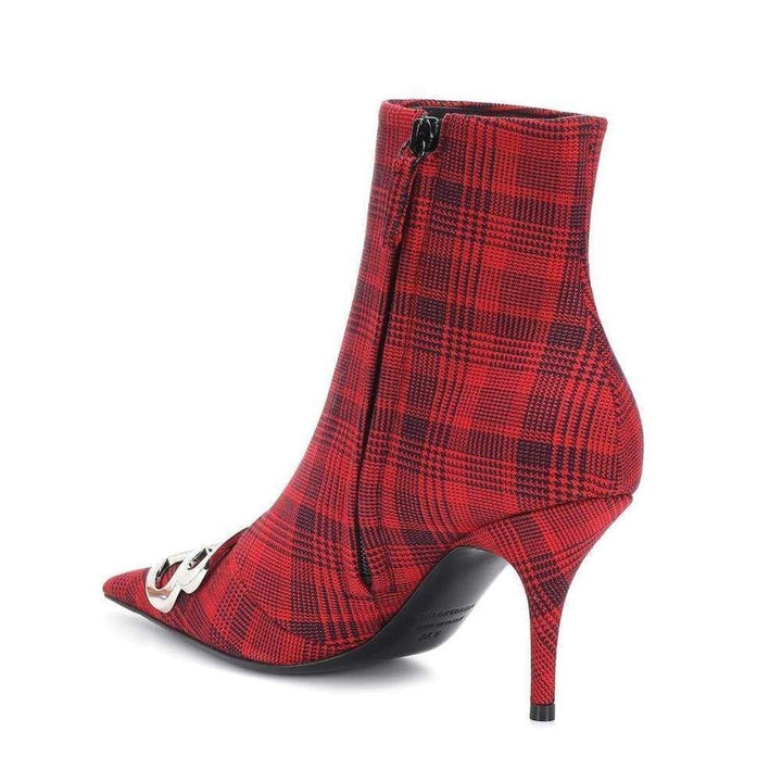 Logo Plaid Canvas Ankle Boots