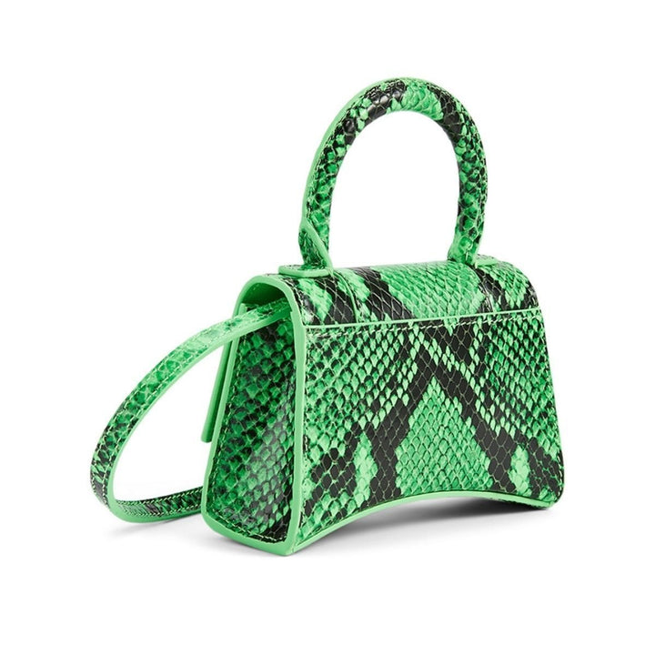 Mini Hourglass Leather Bag In Python Print