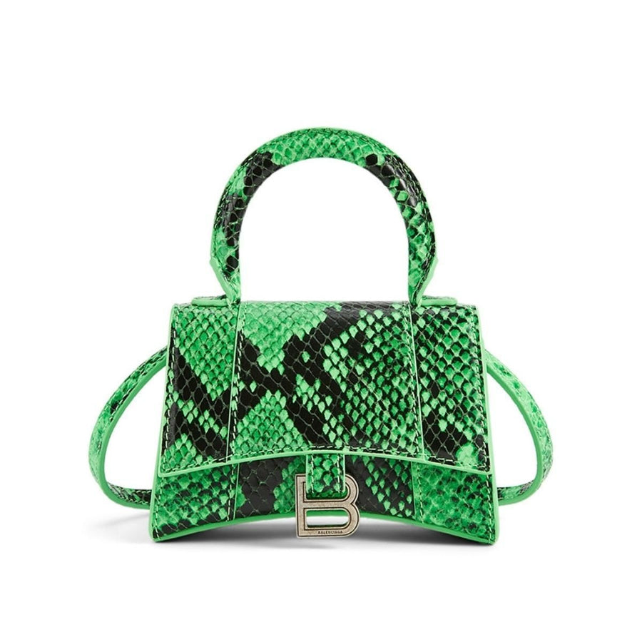 Balenciaga-Mini Hourglass Leather Bag In Python Print - Runway Catalog