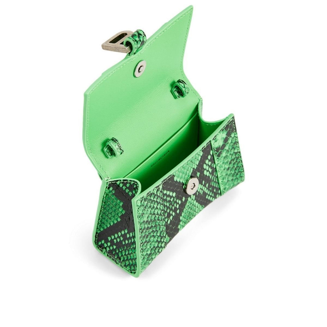 Mini Hourglass Leather Bag In Python Print