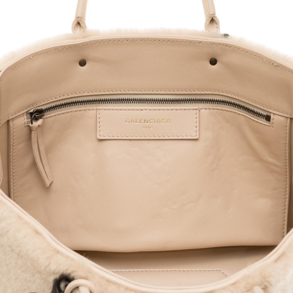 Balenciaga Papier Merino Lamb Wool Tapioca Beige Satchel 410238