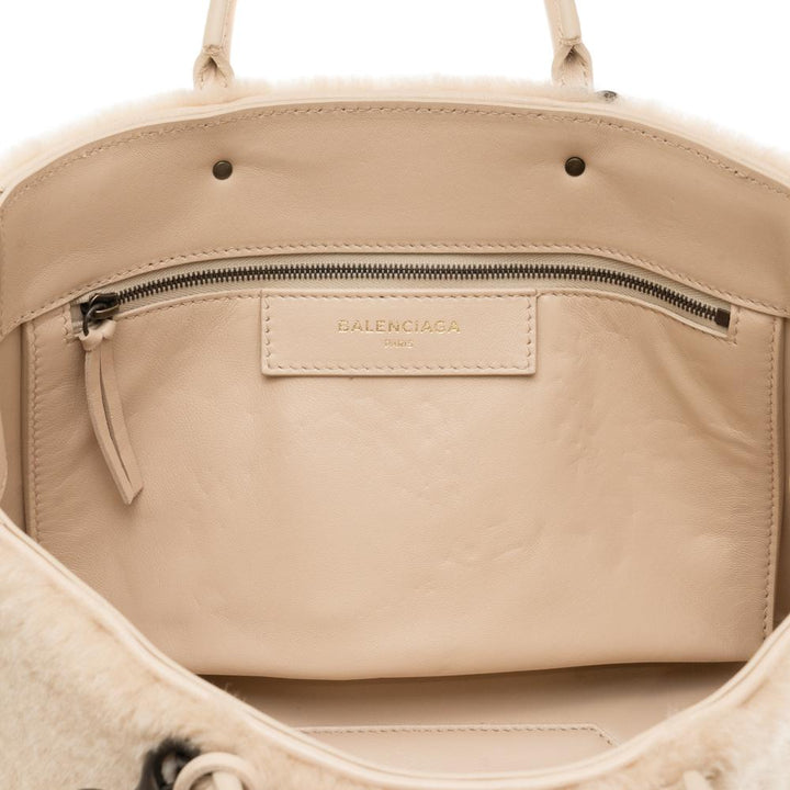 Balenciaga Papier Merino Lamb Wool Tapioca Beige Satchel 410238