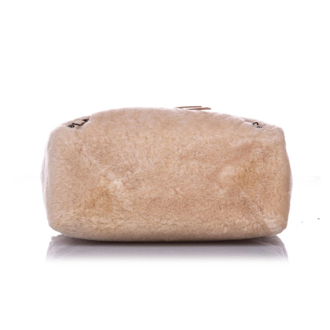 Balenciaga Papier Merino Lamb Wool Tapioca Beige Satchel 410238