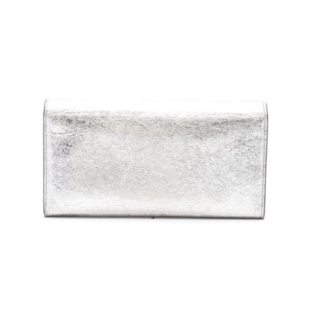 Balenciaga Papier Metallic Silver Arena Leather Envelope Wallet 499207