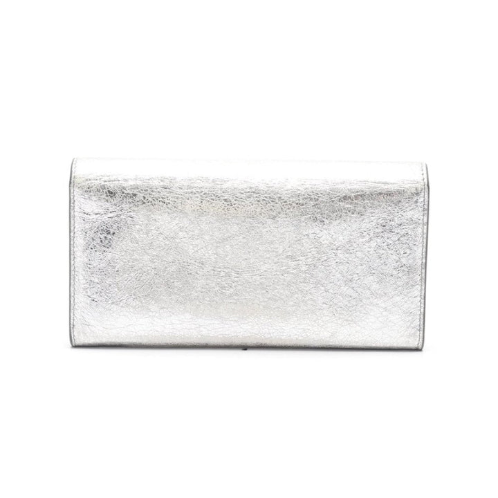 Balenciaga Papier Metallic Silver Arena Leather Envelope Wallet 499207