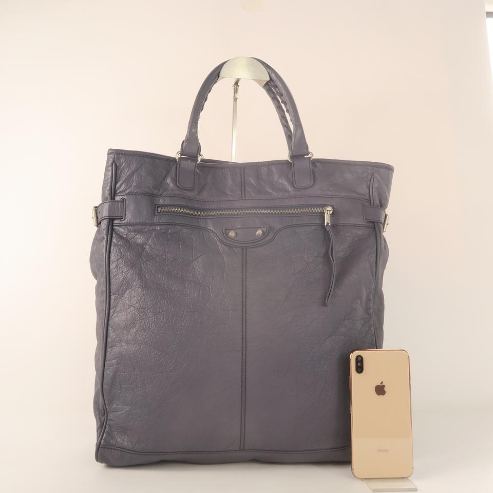 Balenciaga Purple Calfskin Leather Tote