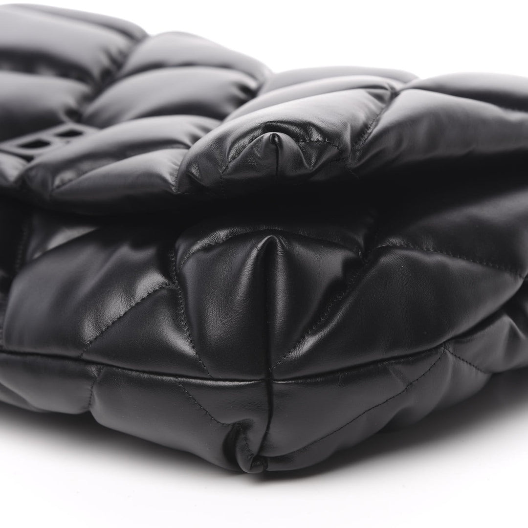 Balenciaga Touch Black Nappa Leather Quilted Puffy Clutch Bag 624947