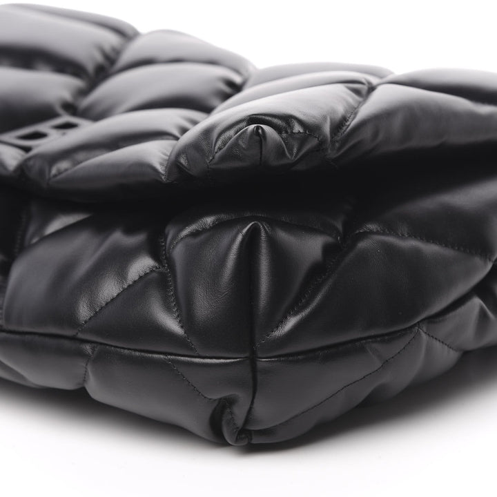 Balenciaga Touch Black Nappa Leather Quilted Puffy Clutch Bag 624947