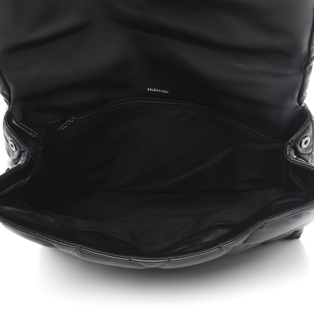 Balenciaga Touch Black Nappa Leather Quilted Puffy Clutch Bag 624947
