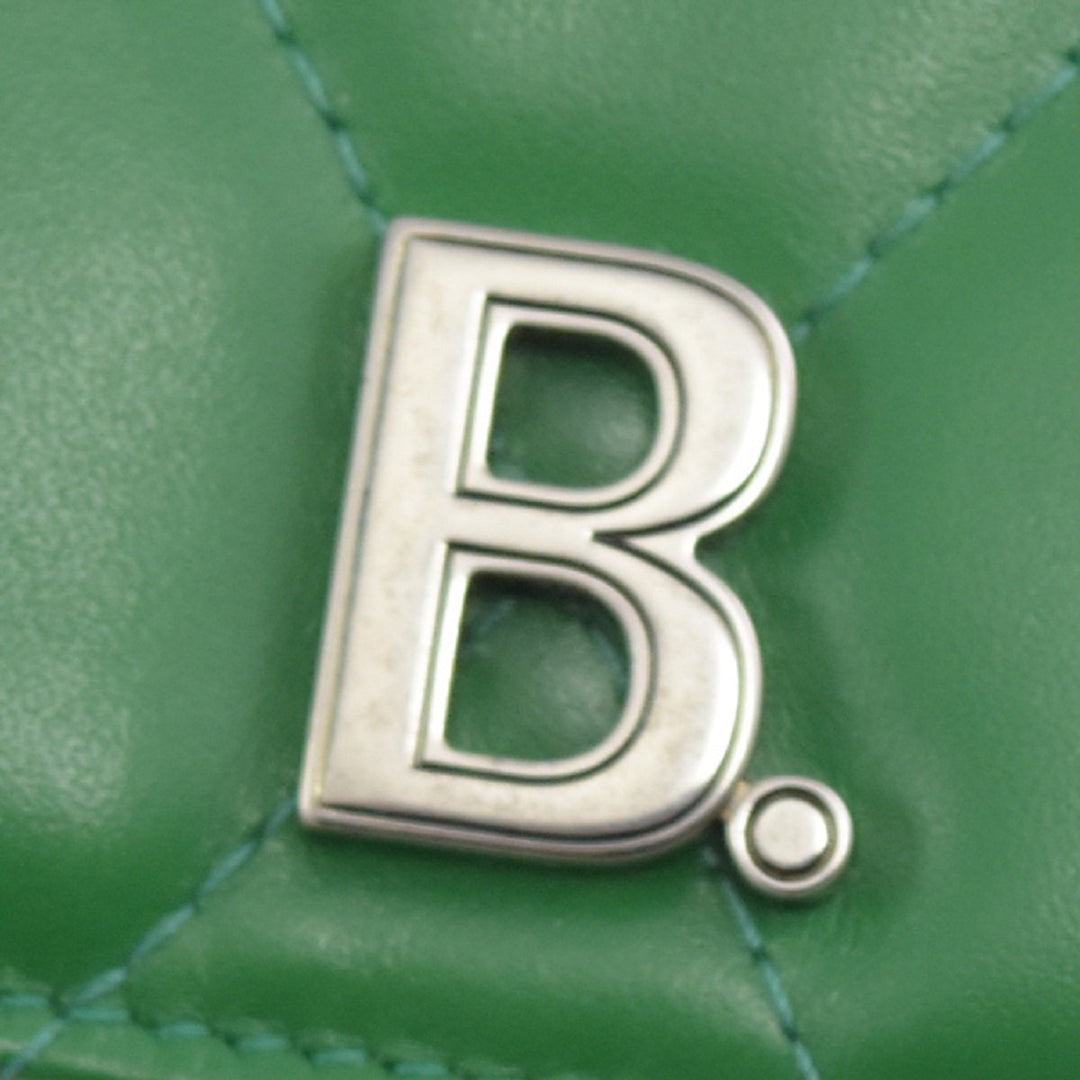 Balenciaga Touch Leaf Green Nappa Leather Quilted Mini Trifold Wallet 617781