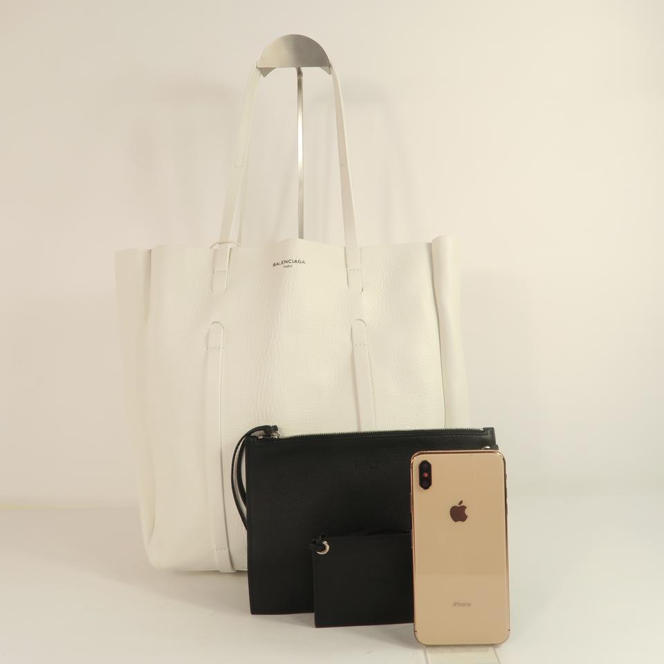 Balenciaga W Everday W/P White Calfskin Leather Tote
