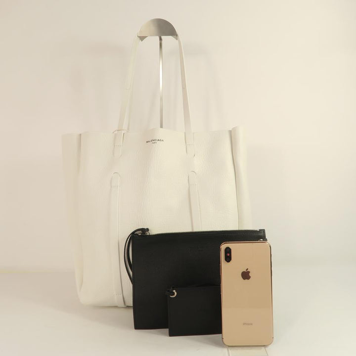 Balenciaga W Everday W/P White Calfskin Leather Tote