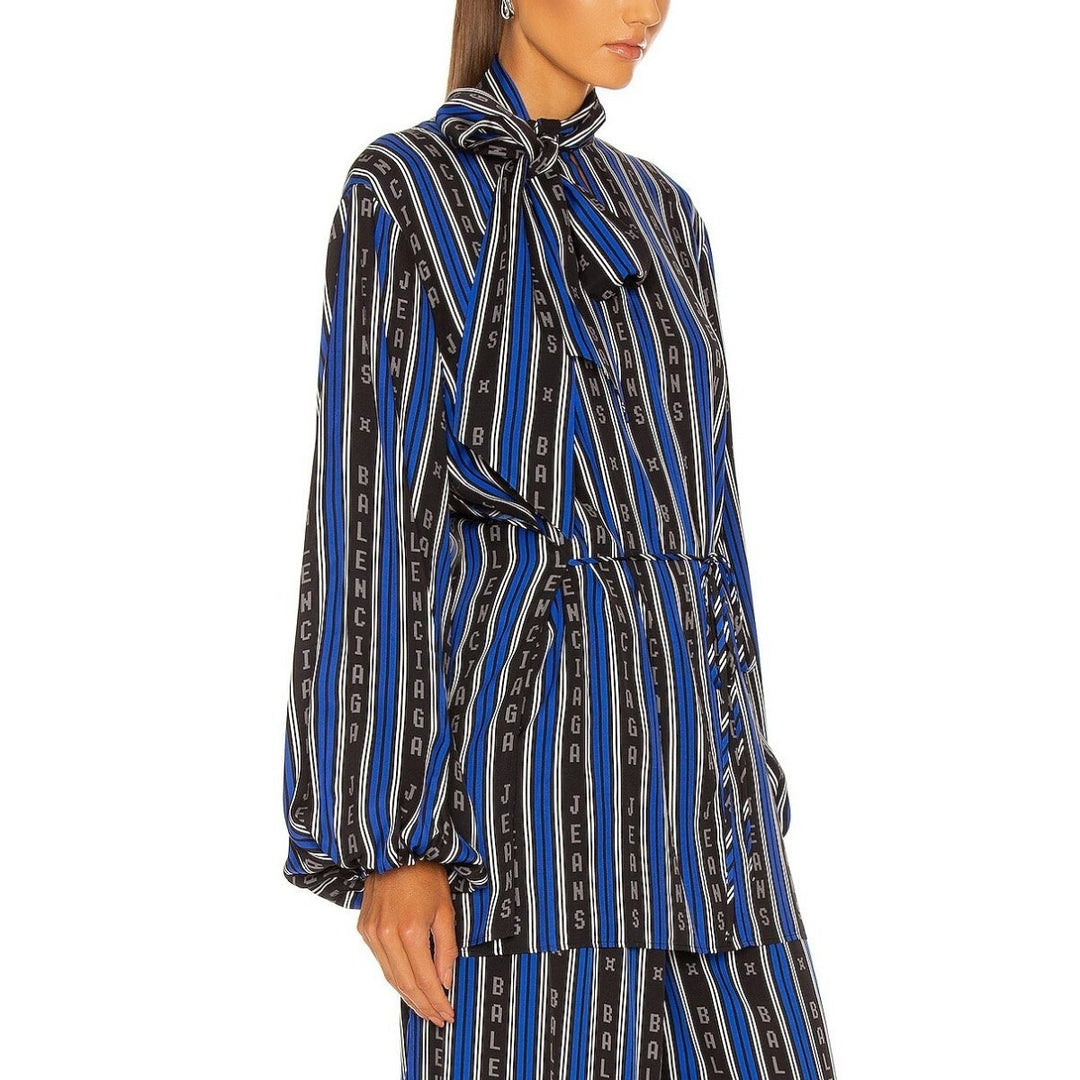 Wrapped Striped Blouse