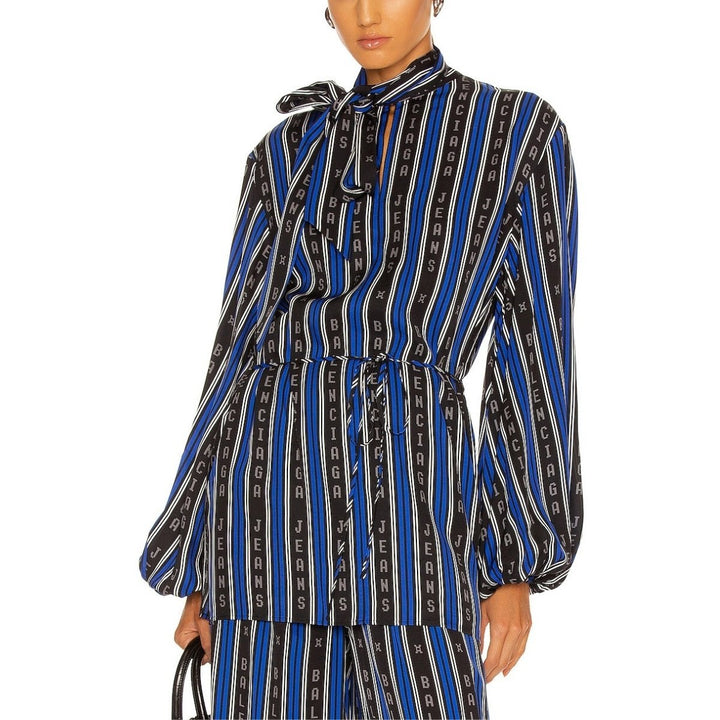 Wrapped Striped Blouse