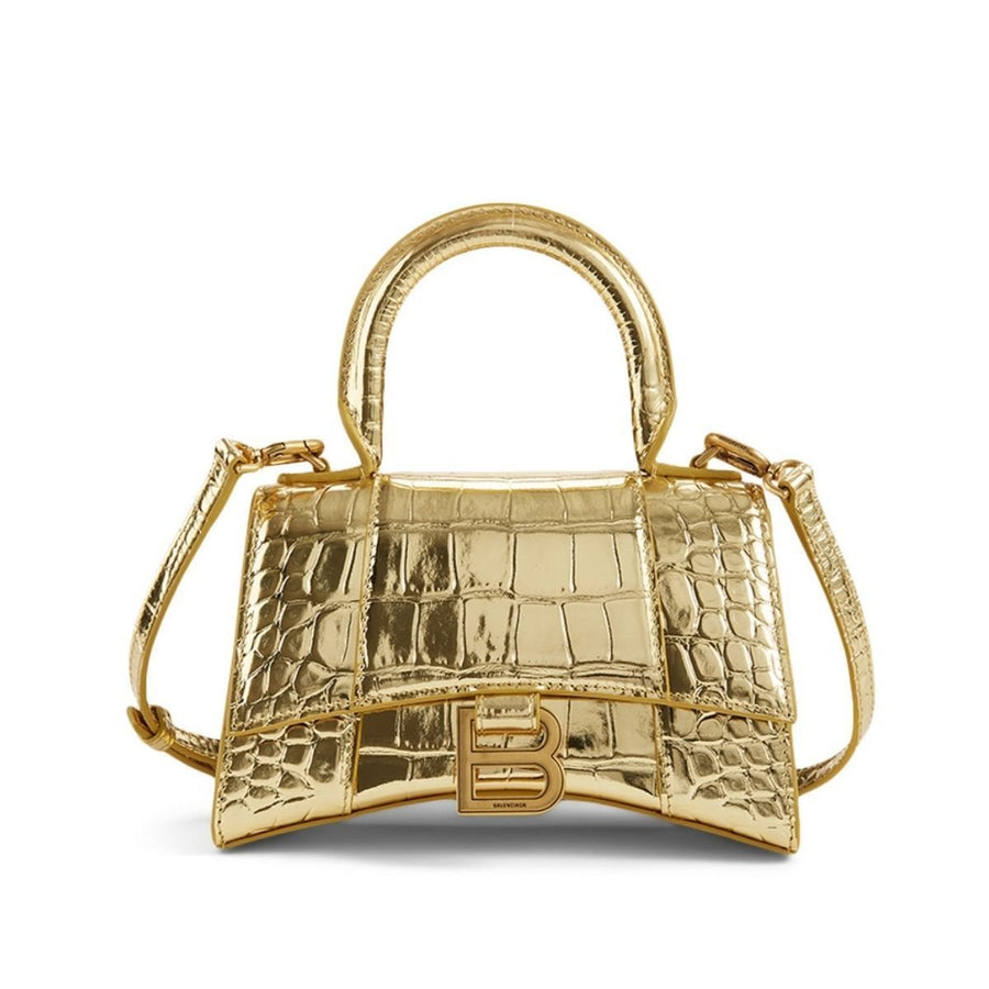 Balenciaga-XS Hourglass Croc-Embossed Leather Top Handle Bag - Runway Catalog