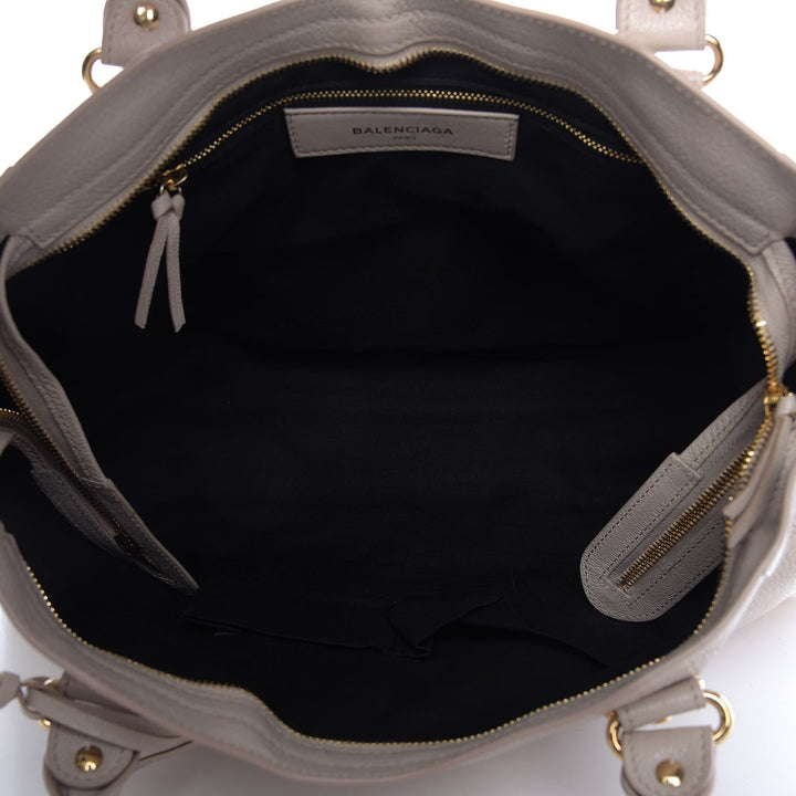 Balenciaga City Praline Beige Shiny Goat Leather Shoulder Bag 390154