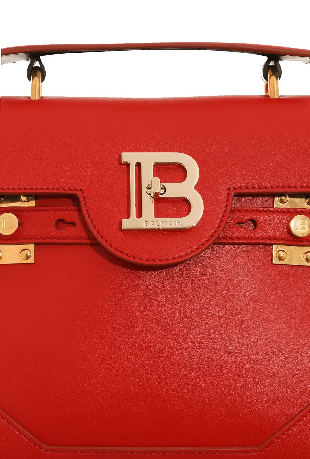 Balmain B-Buzz 23 Red Leather Top Handle Satchel Handbag UN1S526