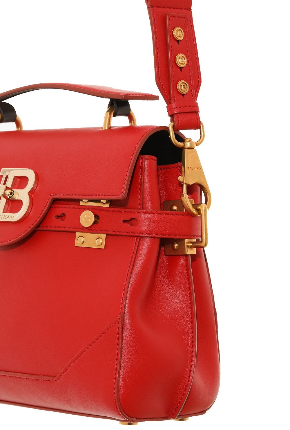 Balmain B-Buzz 23 Red Leather Top Handle Satchel Handbag UN1S526