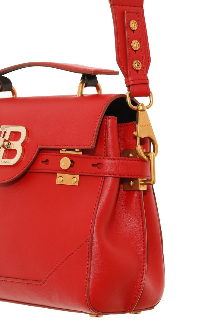 Balmain B-Buzz 23 Red Leather Top Handle Satchel Handbag UN1S526