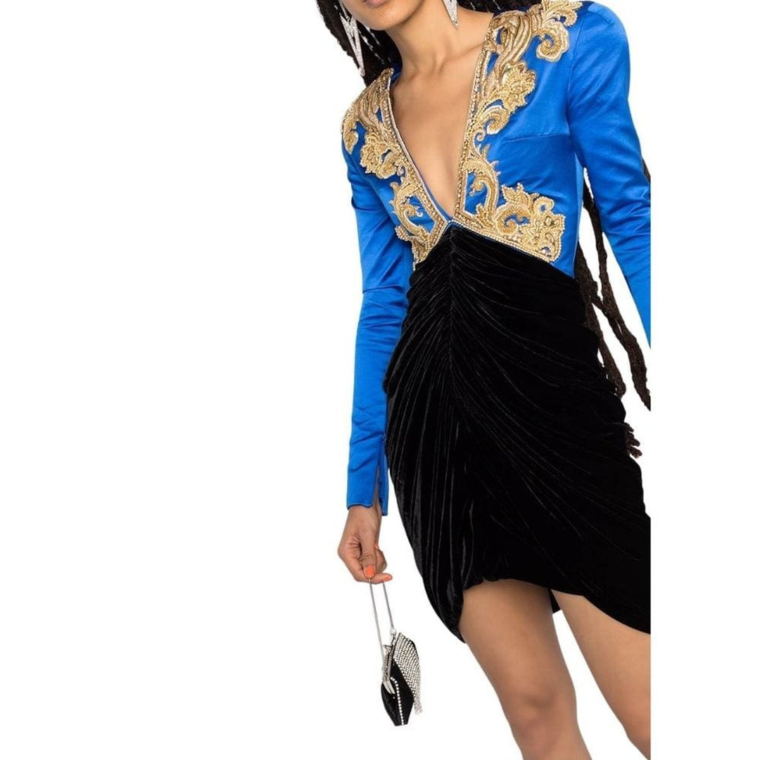 Beaded V-neck Mini Dress