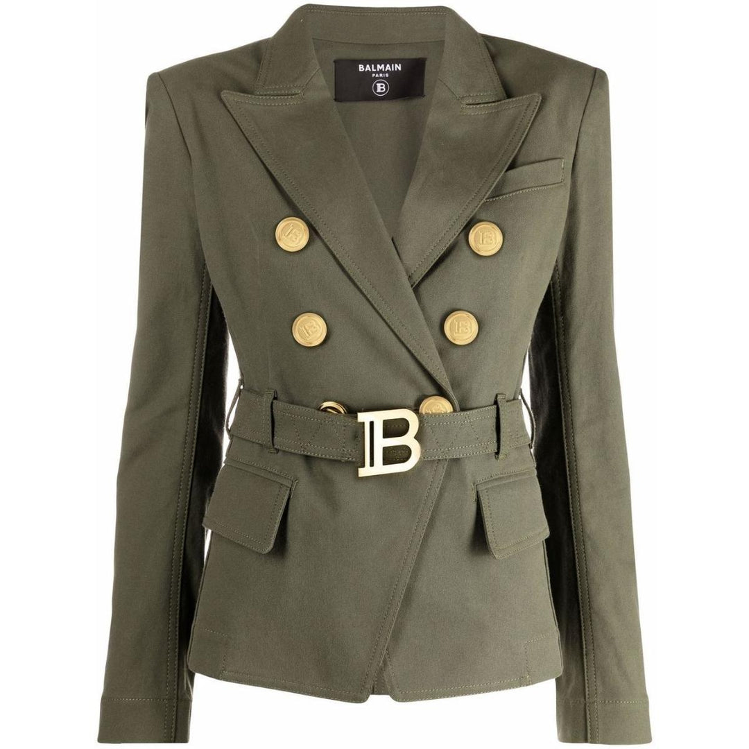 Balmain-Belted Double-Breasted Blazer Jacket - Runway Catalog
