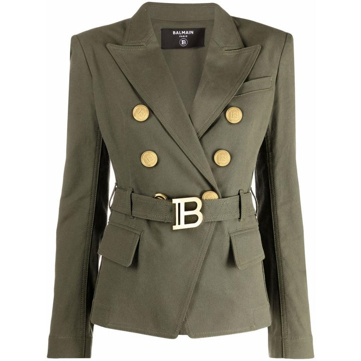 Balmain-Belted Double-Breasted Blazer Jacket - Runway Catalog