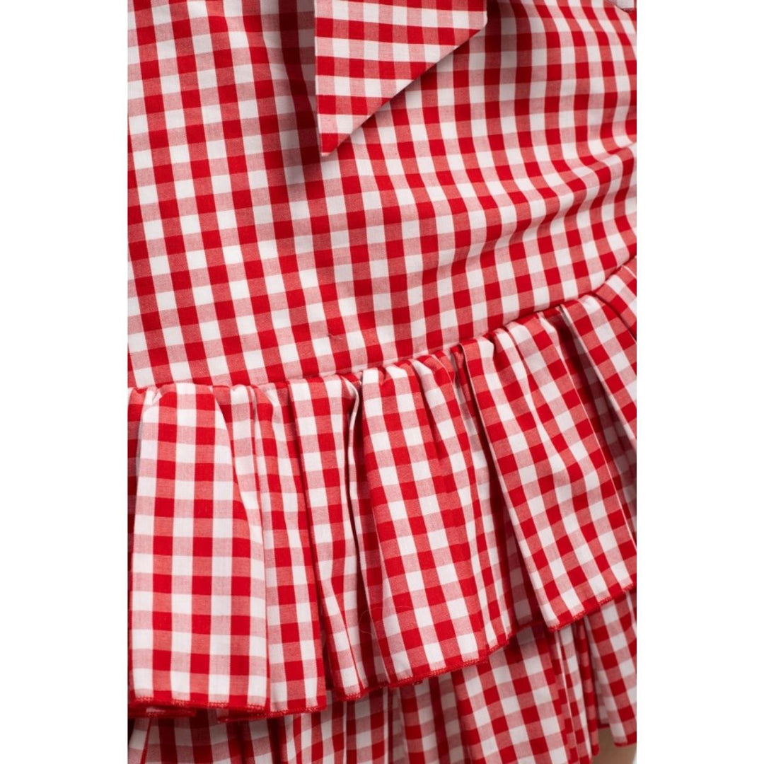 Belted Ruffled Plaid Mini Skirt