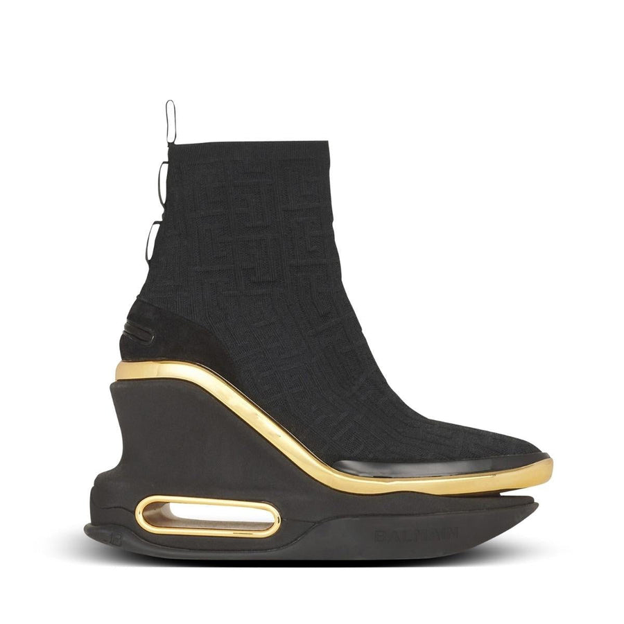 Balmain-Bicolor and suede B-Bold wedge sneakers - Runway Catalog