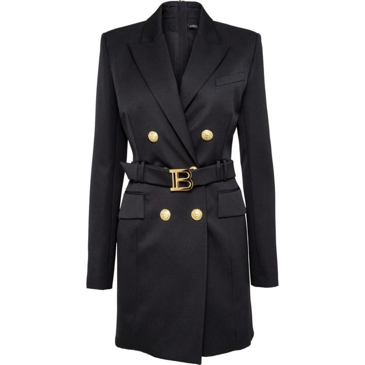 Balmain-Black Belted Blazer Dress - Runway Catalog