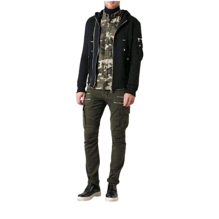 Black Biker Hoodie Jacket