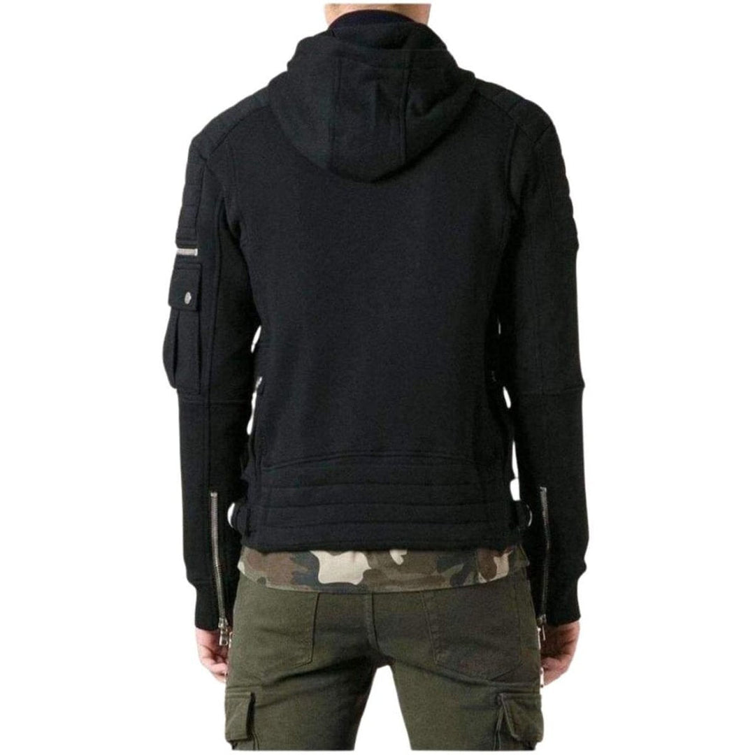 Black Biker Hoodie Jacket