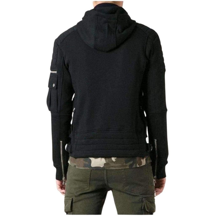 Black Biker Hoodie Jacket