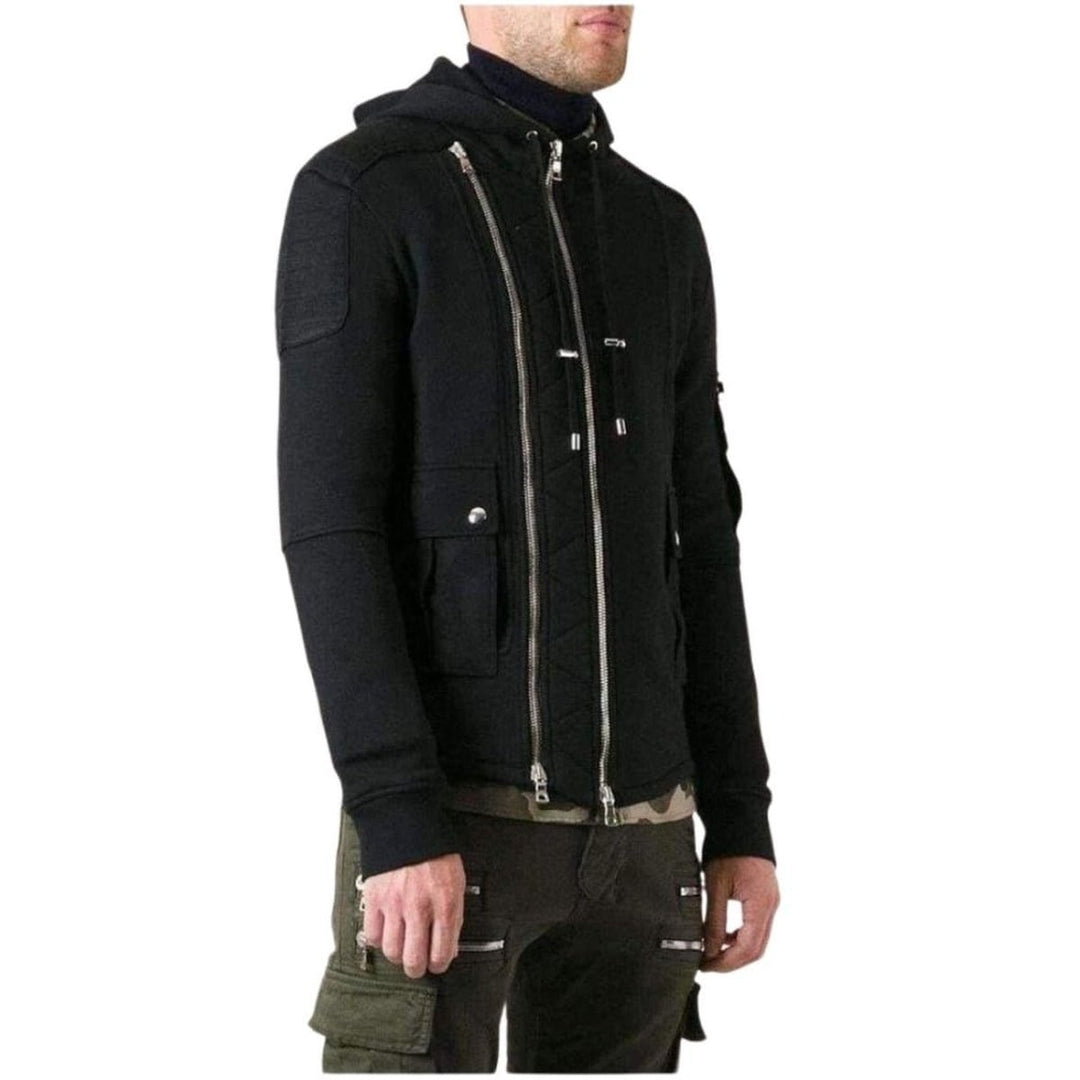 Black Biker Hoodie Jacket