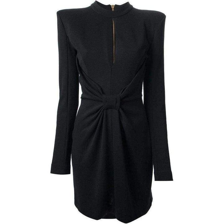 Balmain-Black Bow Detail Cocktail Dress - Runway Catalog