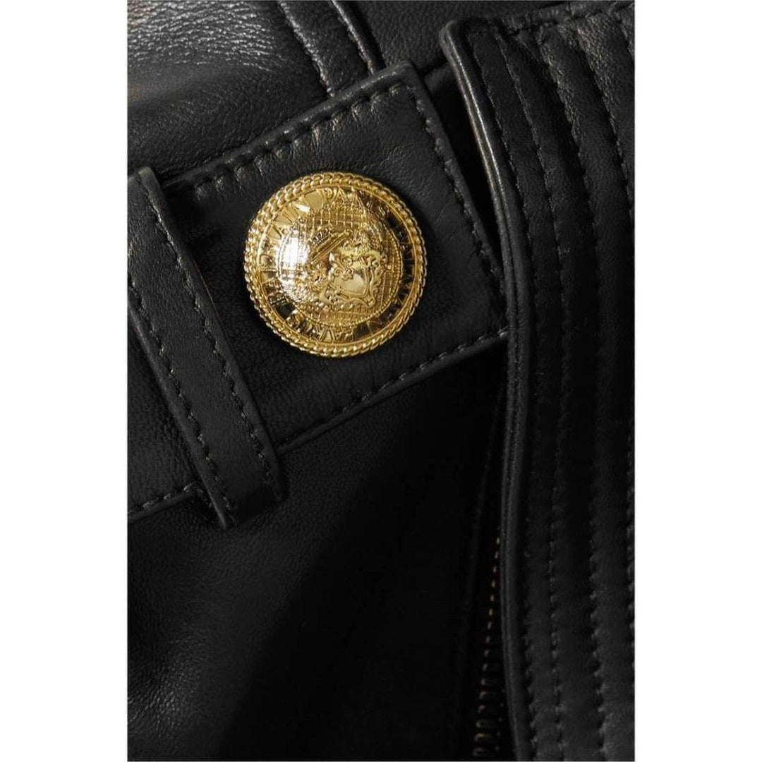 Black Buckle Belt Leather Jacket