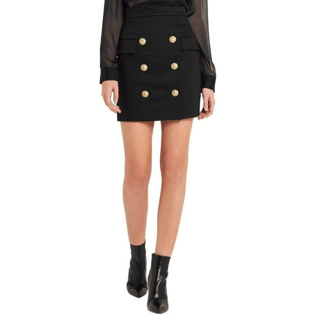 Black Buttoned Mini Skirt